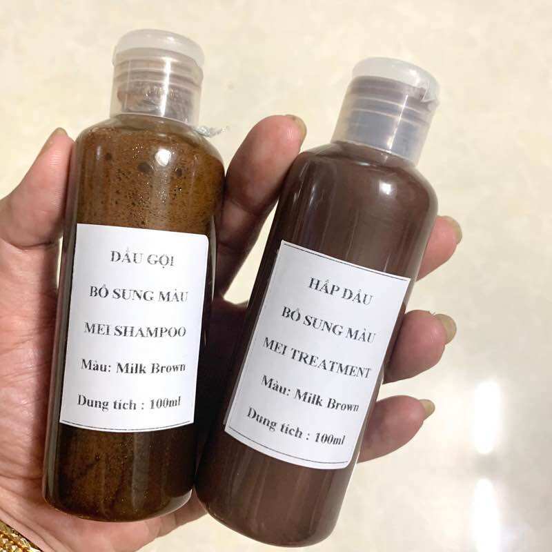 GỘI HẤP MÀU TRÀ SỮA MILK BROWN MASK CHO TÓC MEI