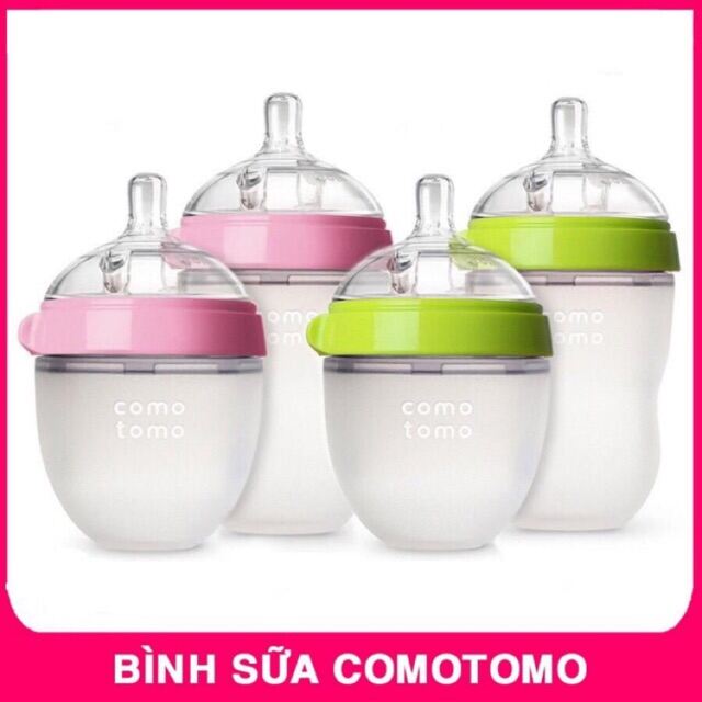 Bình sữa comotomo 150ml  siêu mềm cho bé sơ sinh (màu hồng/xanh)