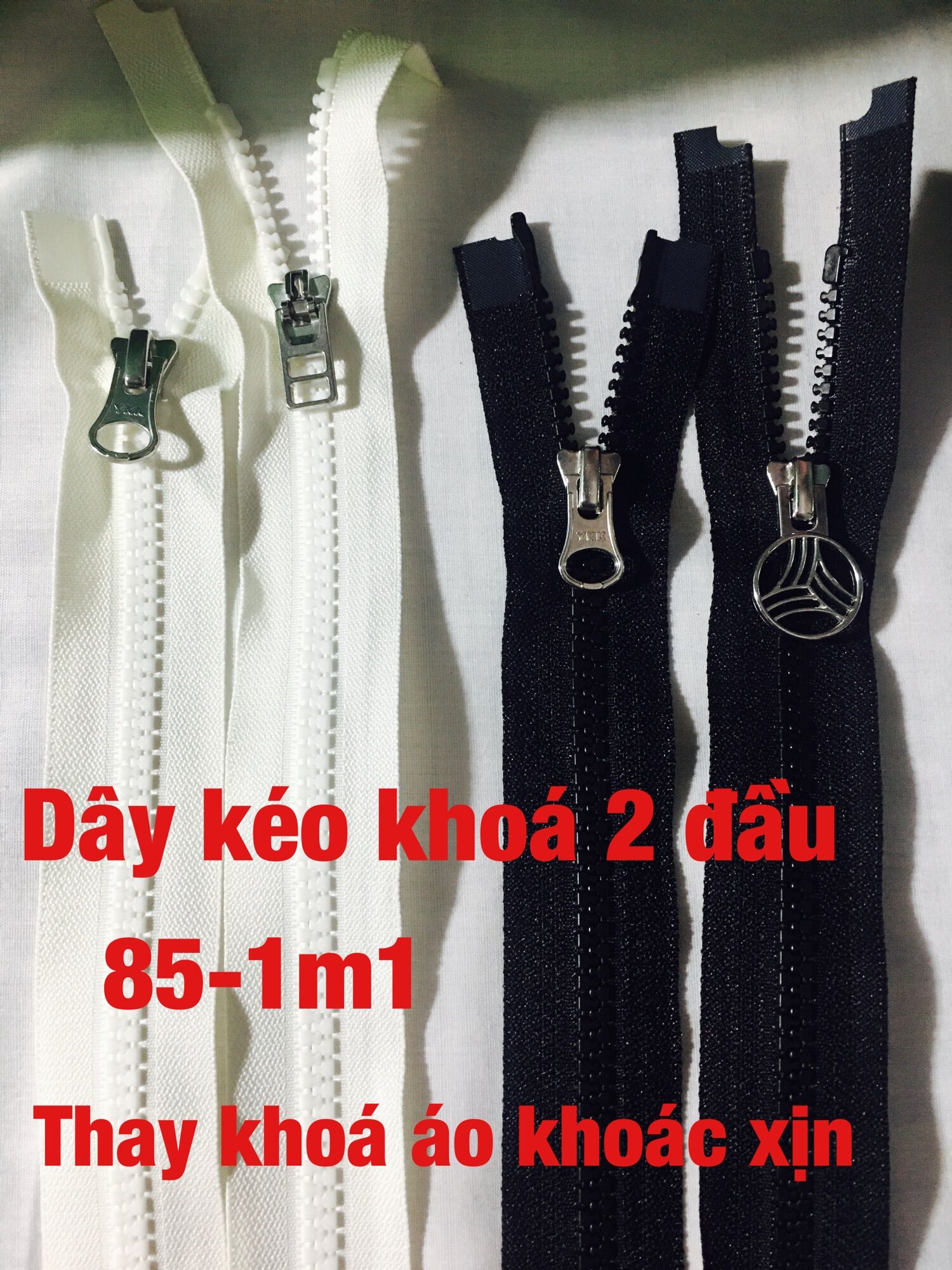 Dây kéo khoá 2 đầu hàng đẹp bền và kéo trơn thay khoá áo khoác xịn