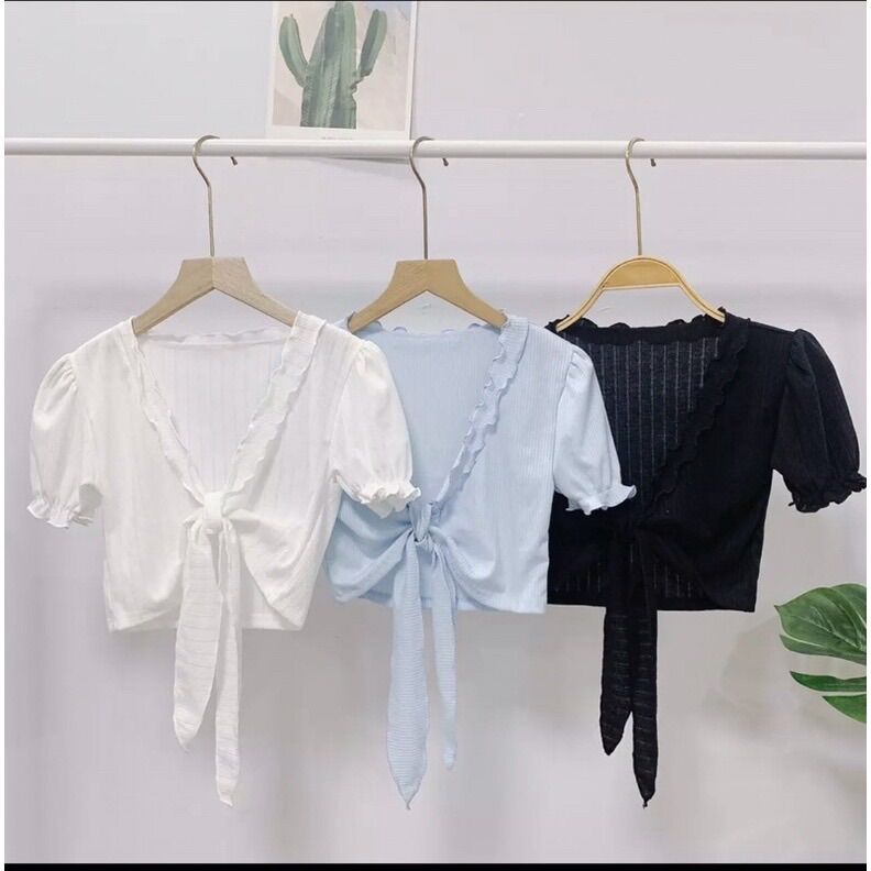 ÁO THUN GÂN CỘT NƠ TRƯỚC A3