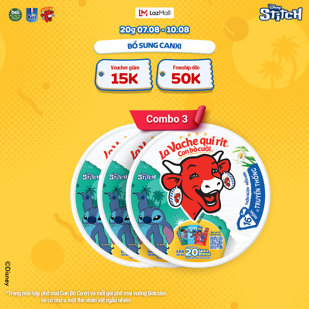 Combo 3 Phô mai con bò cười 16 miếng 224G