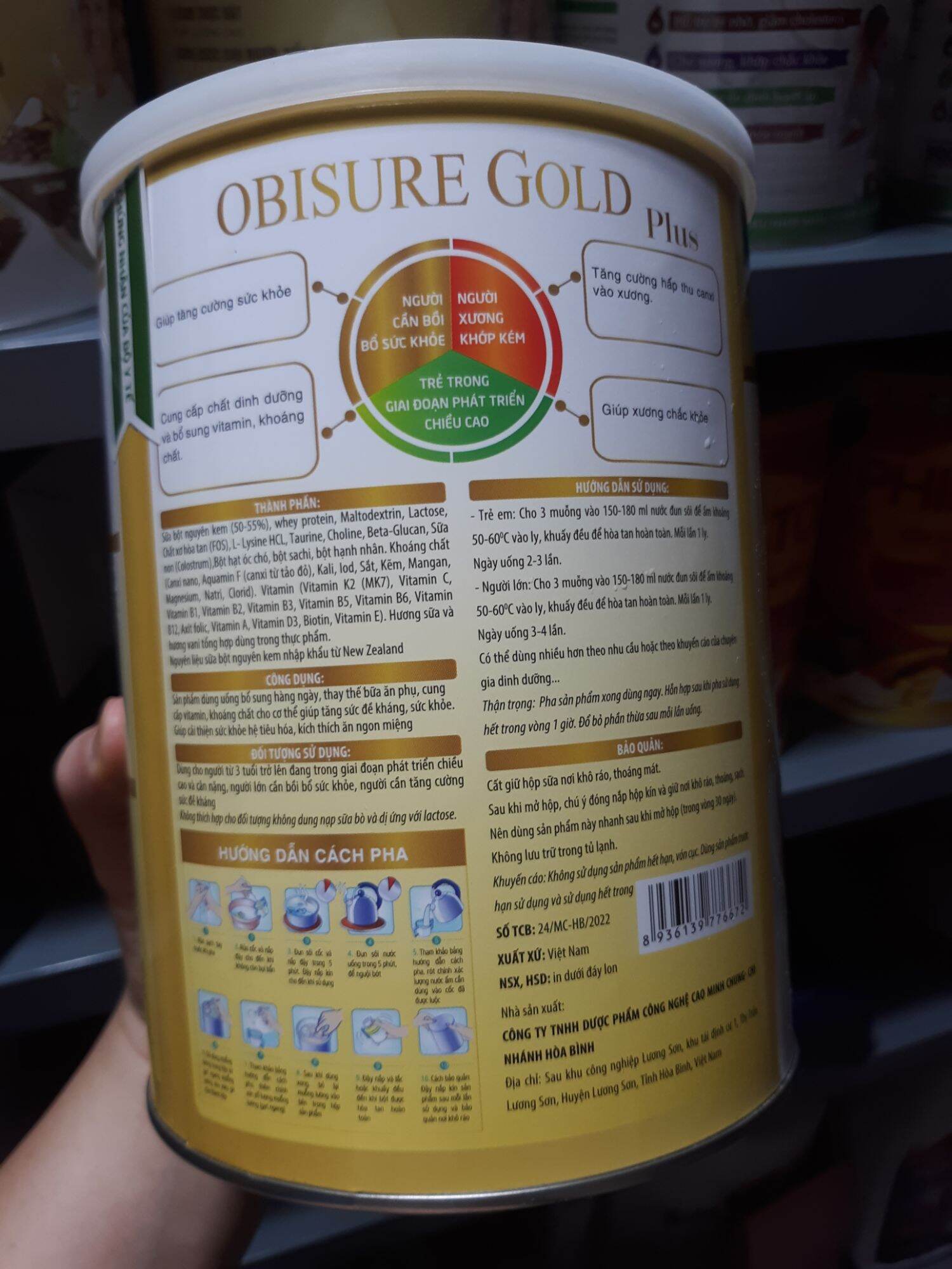 Sữa hạt Obisuregold Plus 900G, DATE 2026-2027