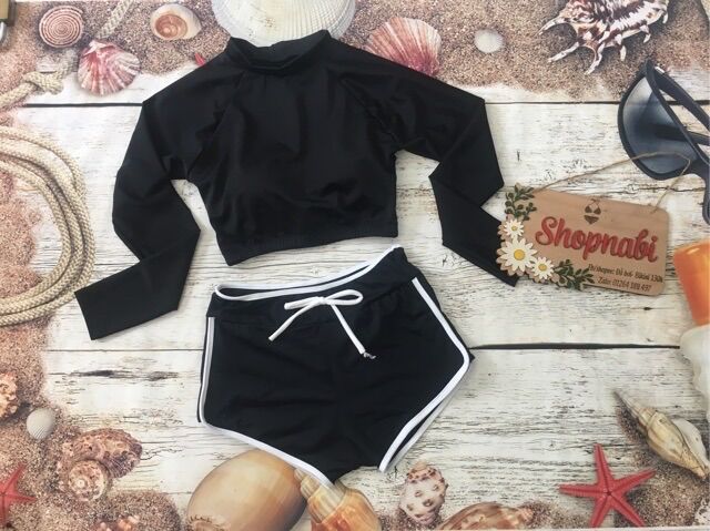 [HCM]CÓ SIZE đồ bơi bikini tay dài kín đáo croptop