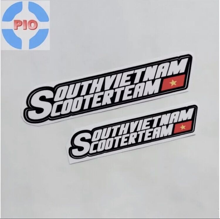 Tem decal chữ south viet nam scooter team trang trí xe máy, nón bảo hiểm, laptop, điện thoại di động