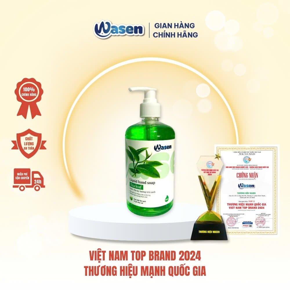 NƯỚC RỬA TAY GREEN TEA TRÀ XANH WASEN - RỬA SẠCH NHẸ NHÀNG, BẢO VỆ DA TAY, KHÁNG KHUẨN 500ML