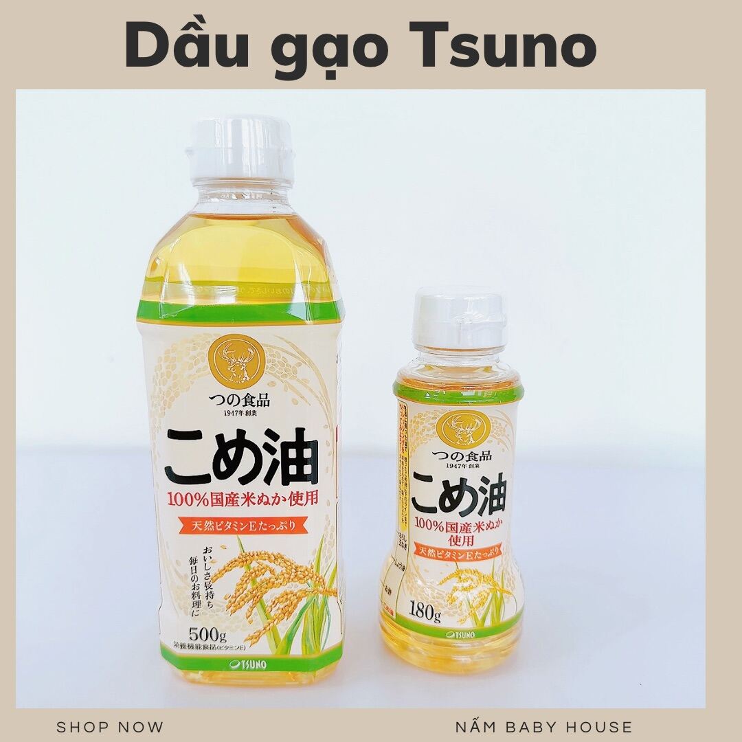 Dầu gạo TSUNO Nhật Bản cho bé ăn dặm 180g và 500g - dầu chiên xào