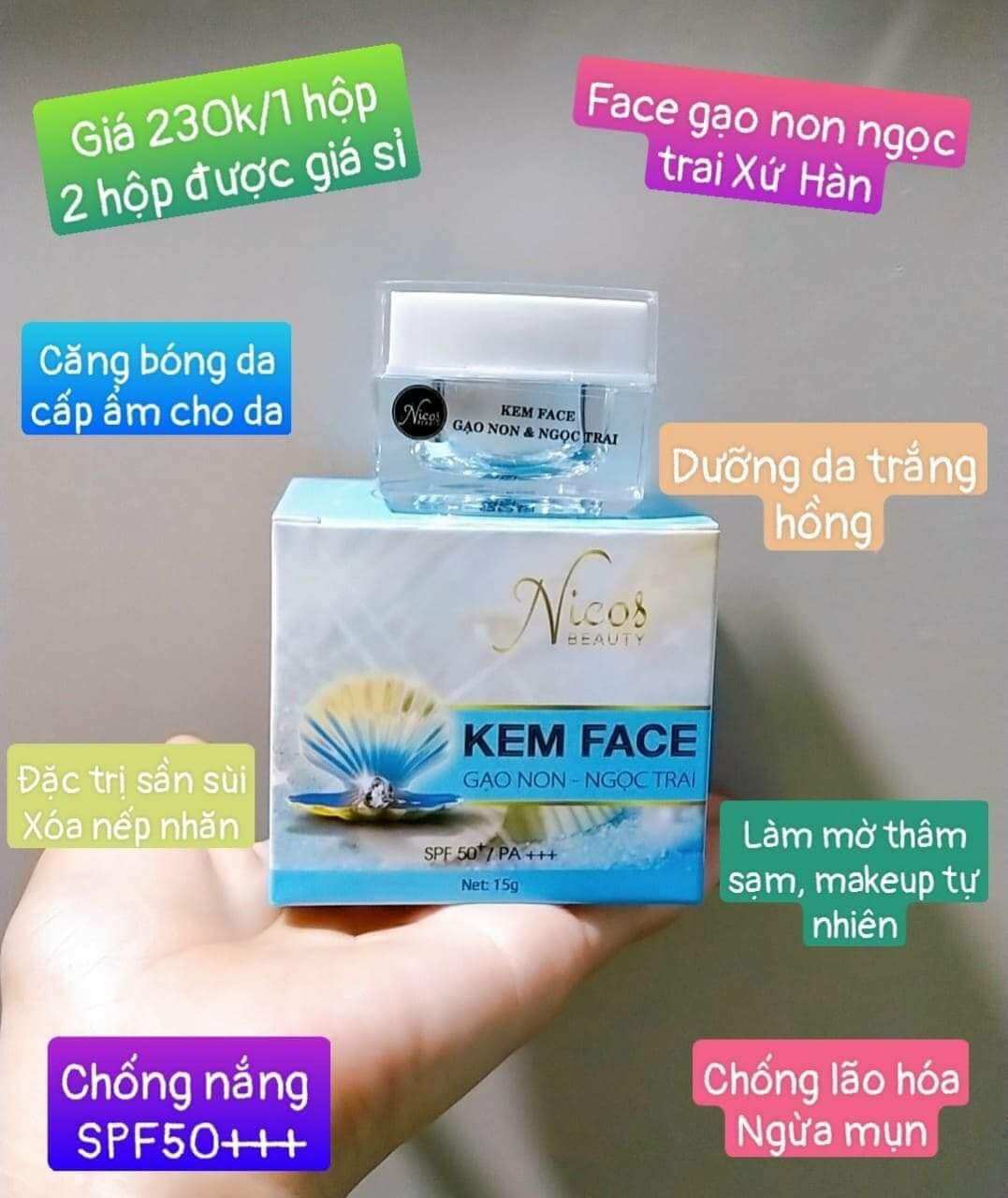 Kem face  gạo non ngọc trai  15G (41007)  nuôi dưỡng da trắng hồng hết sần sùi làm mờ những vết nám trên da ngăn ngừa mụn xóa nếp nhăn chống lão hóa make-up tự nhiên cam kết chính hãng