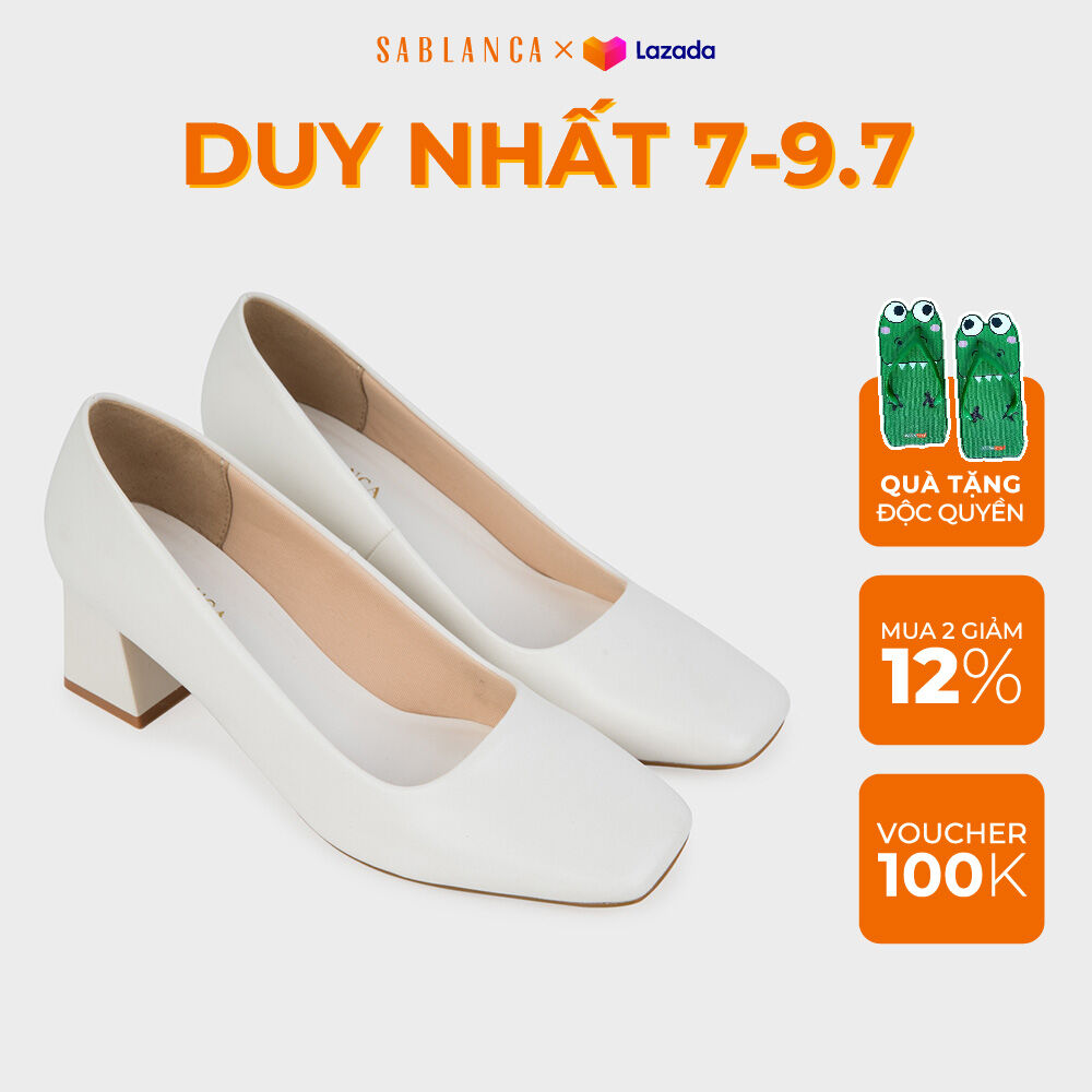 Giày cao gót 5cm mũi vuông đế trụ kiểu dáng sang trọng sablanca bv0069