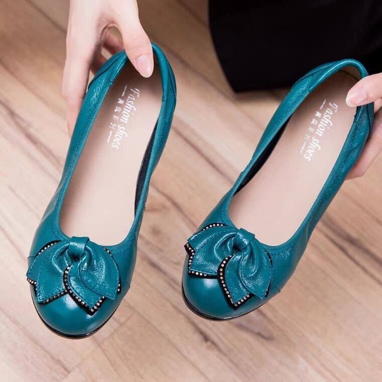 Giày Đế Bằng Da Thật Mềm Mại Cho Nữ Giày Đơn Đế Thấp Giày Bệt Mùa Xuân Hè Giày Bệt Da Mẹ Cho Bà Bầu