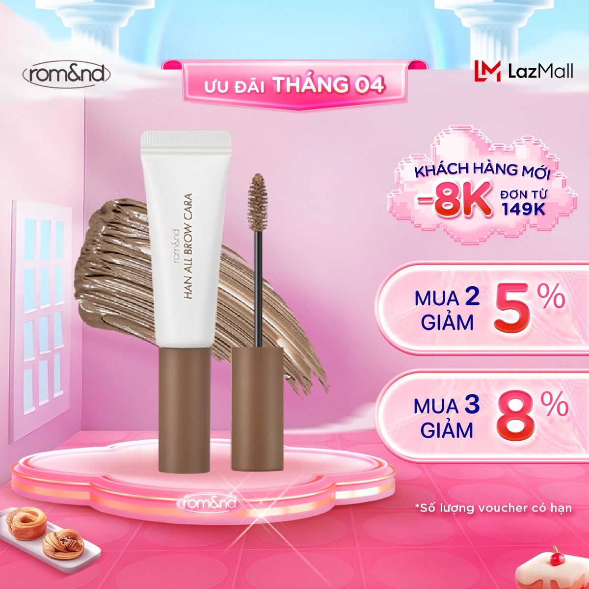 [Rom&nd] Mascara Chân Mày Siêu Tự Nhiên, Bền Màu, Lâu Trôi Romand Han All Brow Cara