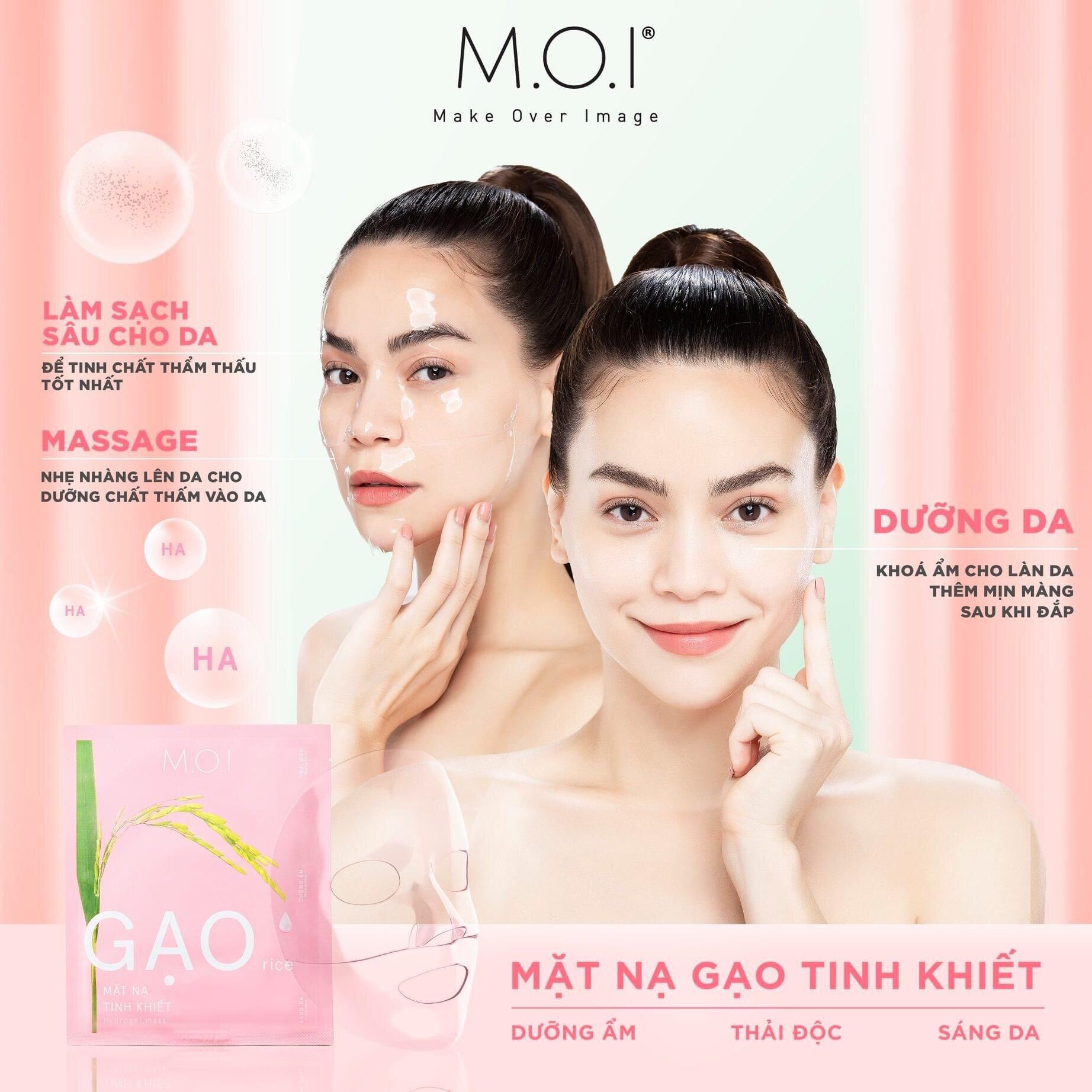 [Hcm]Mặt Nạ Gạo Tinh Khiết Moi Chính Hãng M.o.i Hàn Quốc ( Set 3 Miếng )