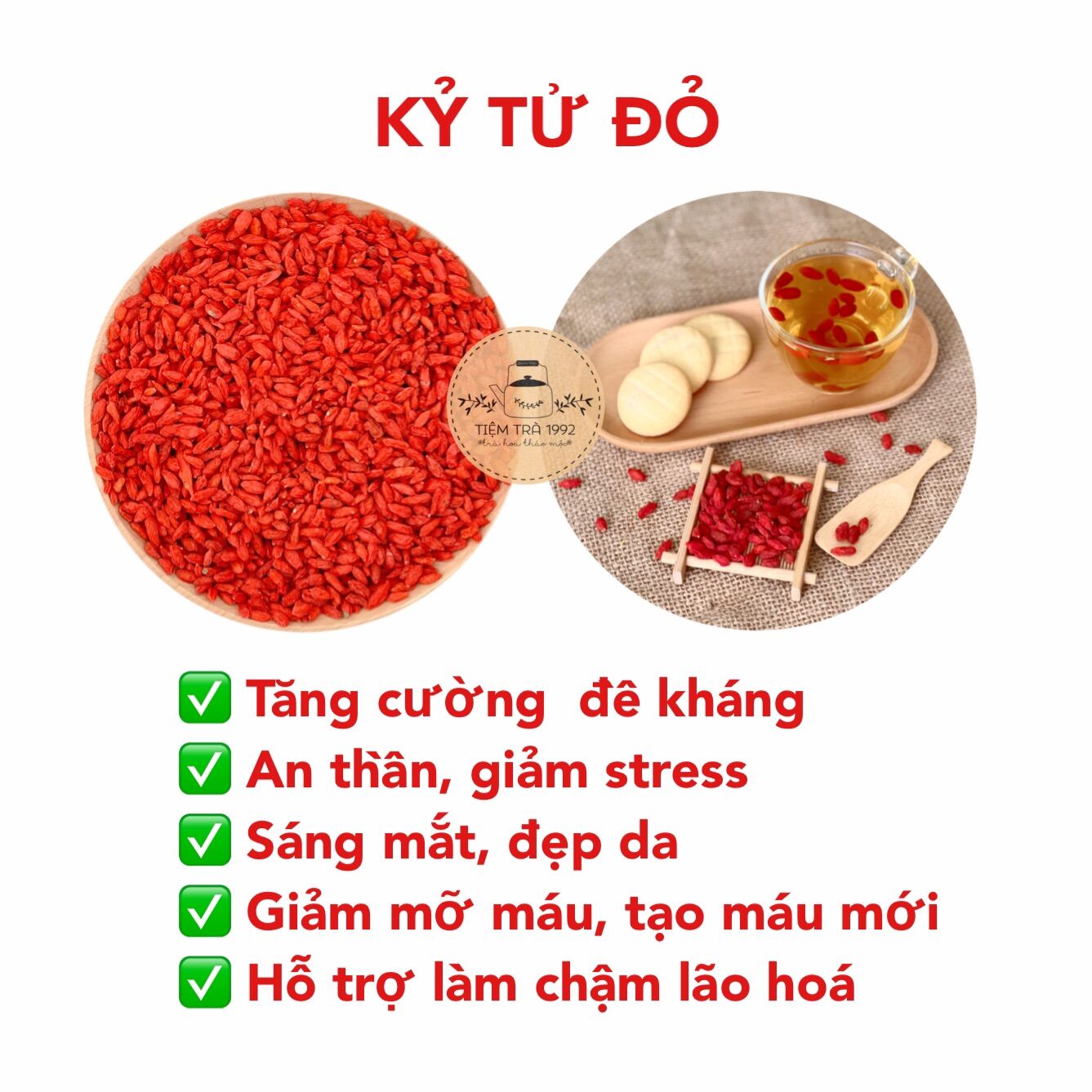 Kỷ Tử Thượng Hạng Hạt to Đẹp Da, Sáng Mắt