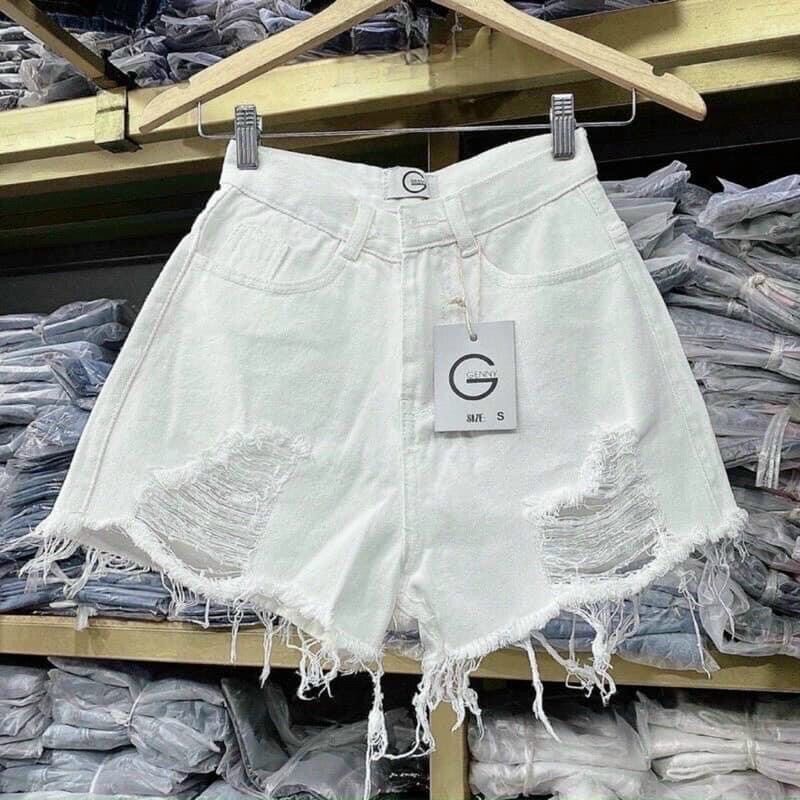 Quần short nữ lưng cao cào rách đùi