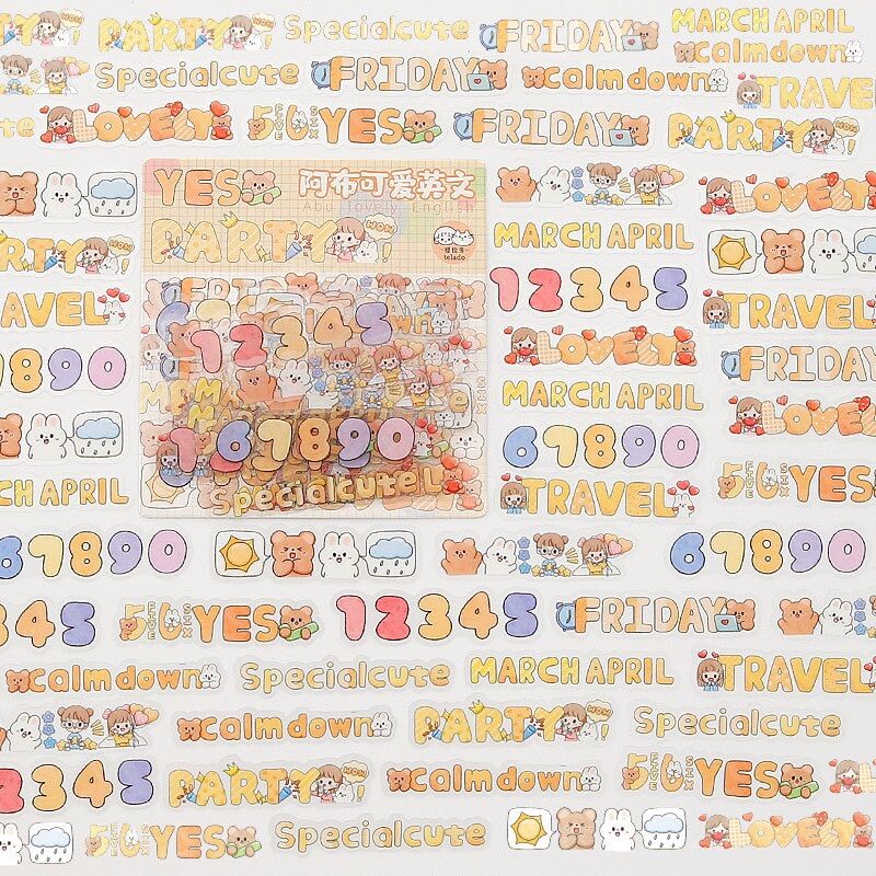 Túi 45 sticker chữ siêu xinh