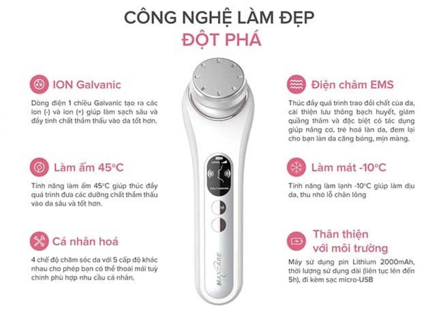 Máy đẩy tinh chất ION nóng lạnh Maxcare Max888PRO