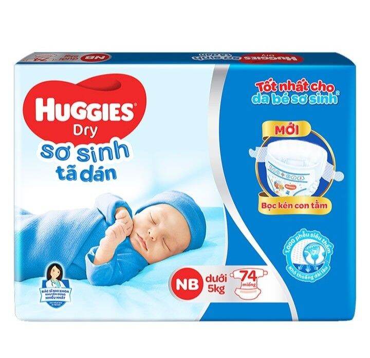 Tã dán Huggies sơ sinh NB74 miếng chính hãng
