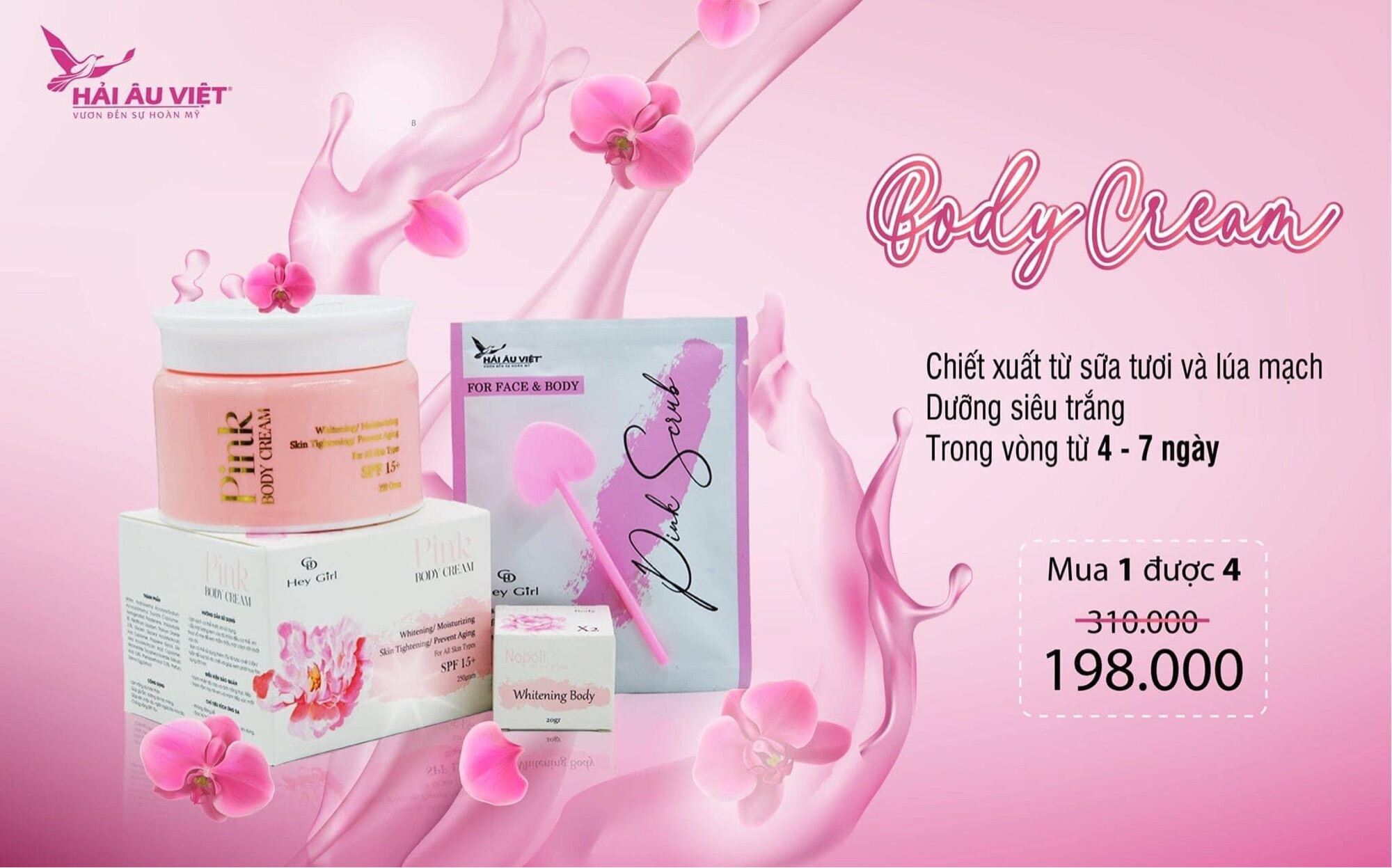 Kem Body Pink Trắng Da - Da Đen Lì - Bắt Nắng Trắng Không Hồi Tone