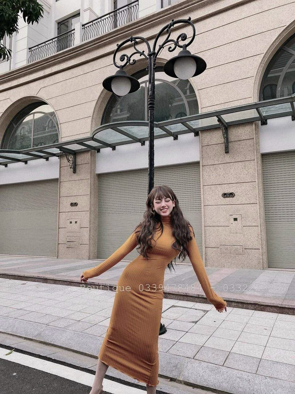 ĐẦM BODY TAY DÀI CỔ LỌ FORM 47KG