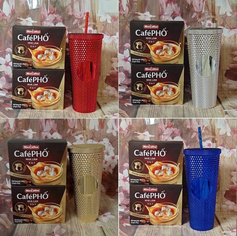 combo 2 hộp cafe phố 290g (10 gói) tặng kèm ly kim cương 800ml sang chảnh