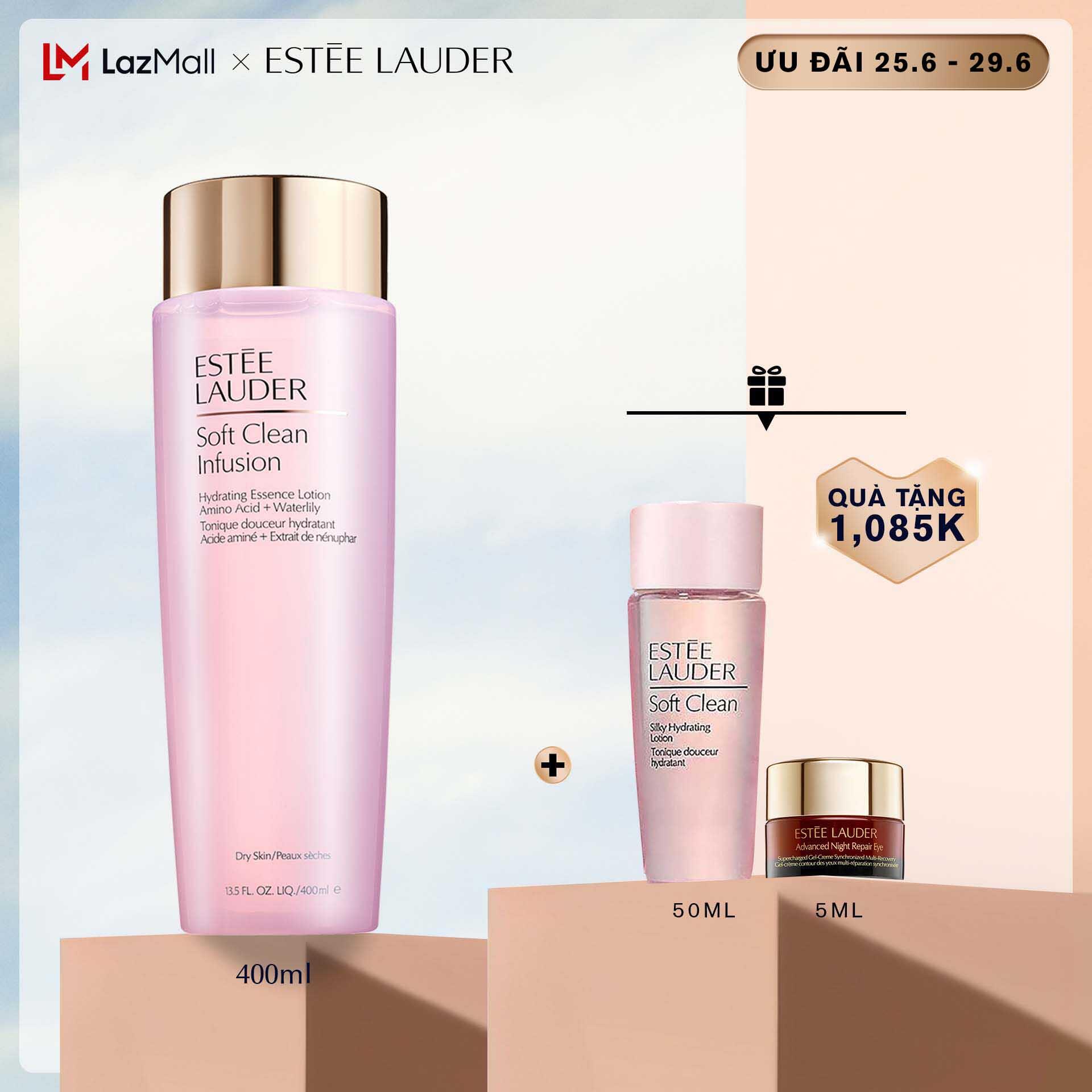Nước cân bằng cấp ẩm Estee Lauder Soft Clean Infusion Hydrating Essence Lotion with Amino Acid + Waterlily - Essence Lotion 400ml