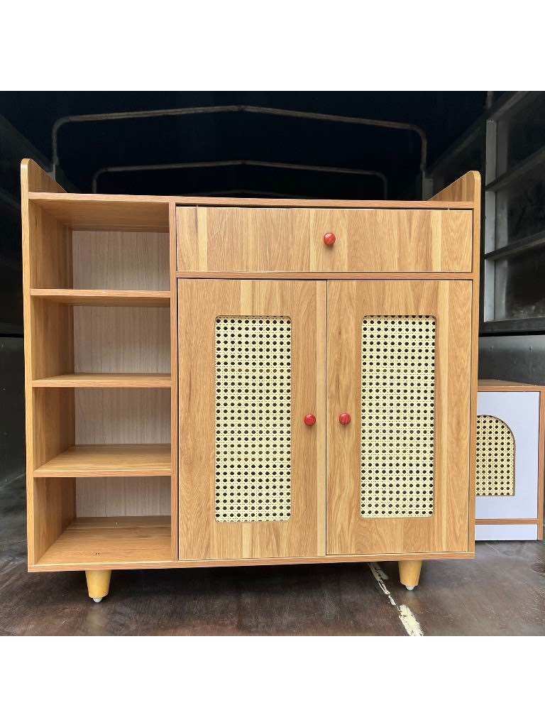 Tủ để giày gỗ lắp ghép 3 ngăn tiện ích - kệ để giày mây kiểu dáng hiện đại