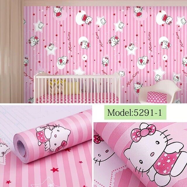 Giấy dán tường kitty có sẵn keo.dài 10 mét rộng 45cm