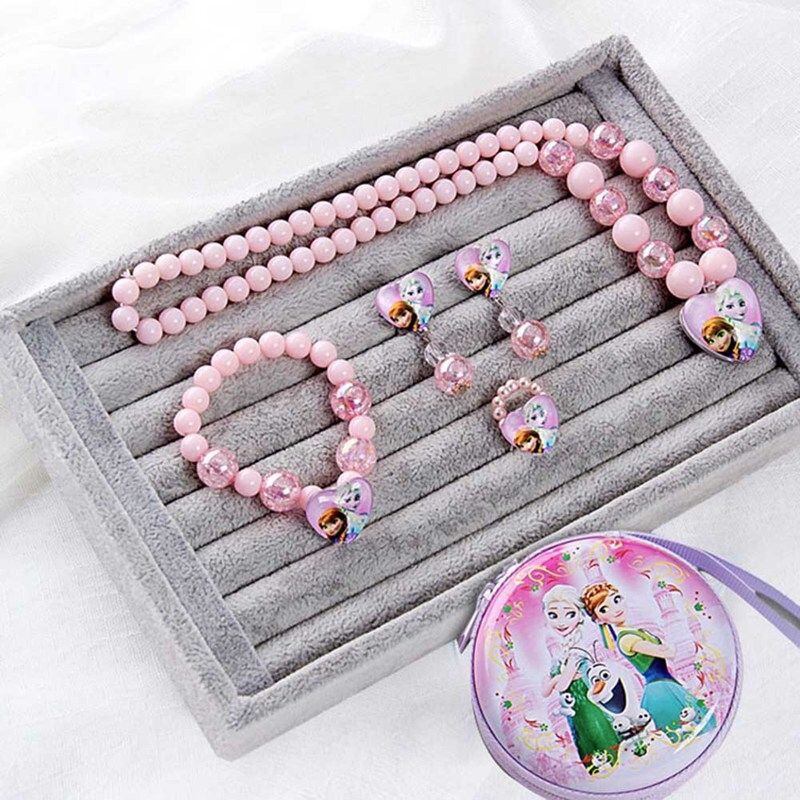 Sét hộp bộ trang sức trẻ em Phụ Kiện Elsa Dây chuyền Elsa Vòng tay Elsa nhẫn Elsa bông tai Elsa cho bé gái Trang sức hình Elsa công chúa Elsa Anna Frozen