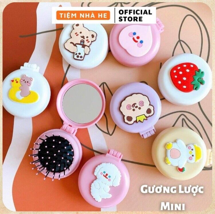 Lược và gương mini bỏ túi gấp gọn giao ngẫu nhiên