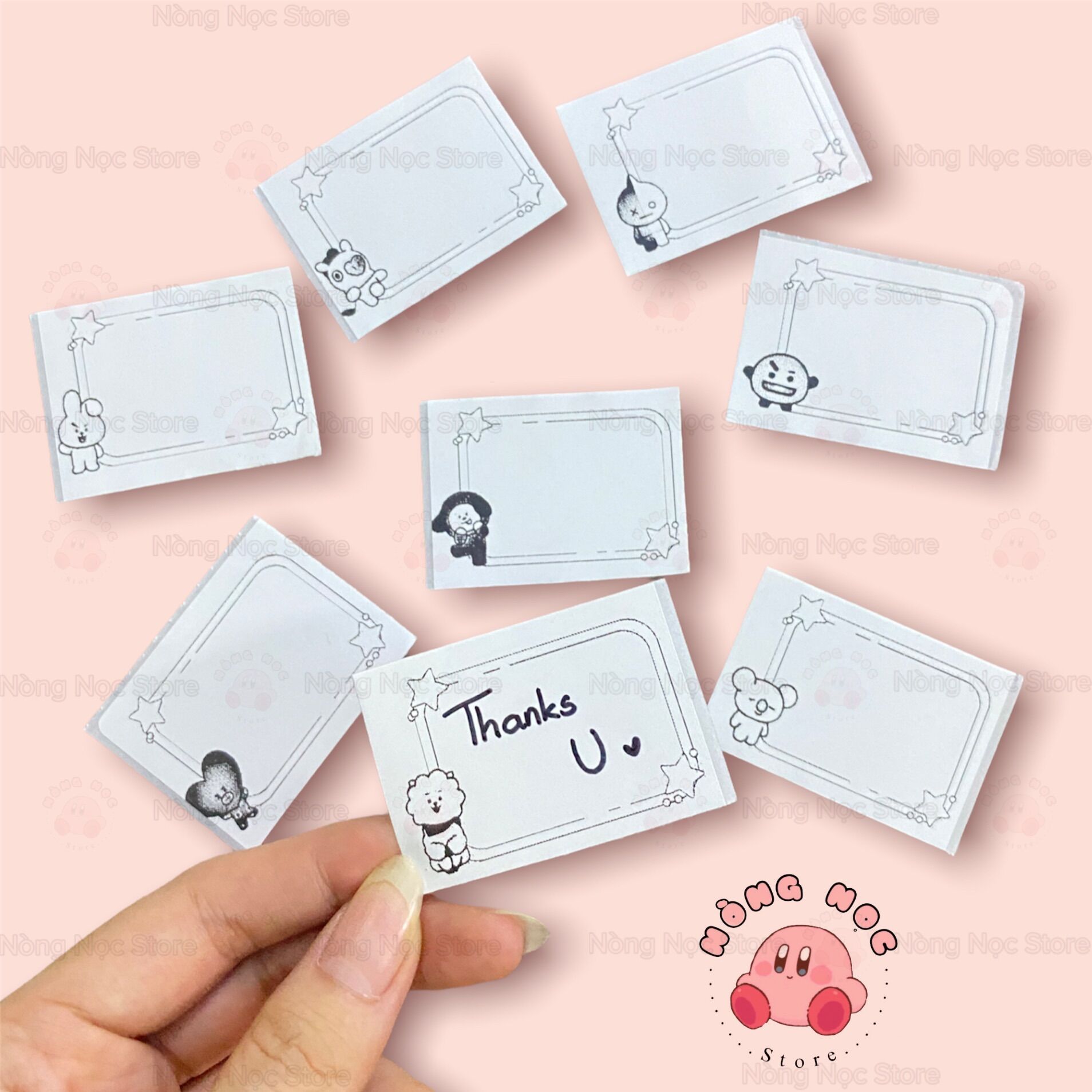 Set 8 tem nhãn dán - giấy note dán - sticker hình bts siêu đáng yêu