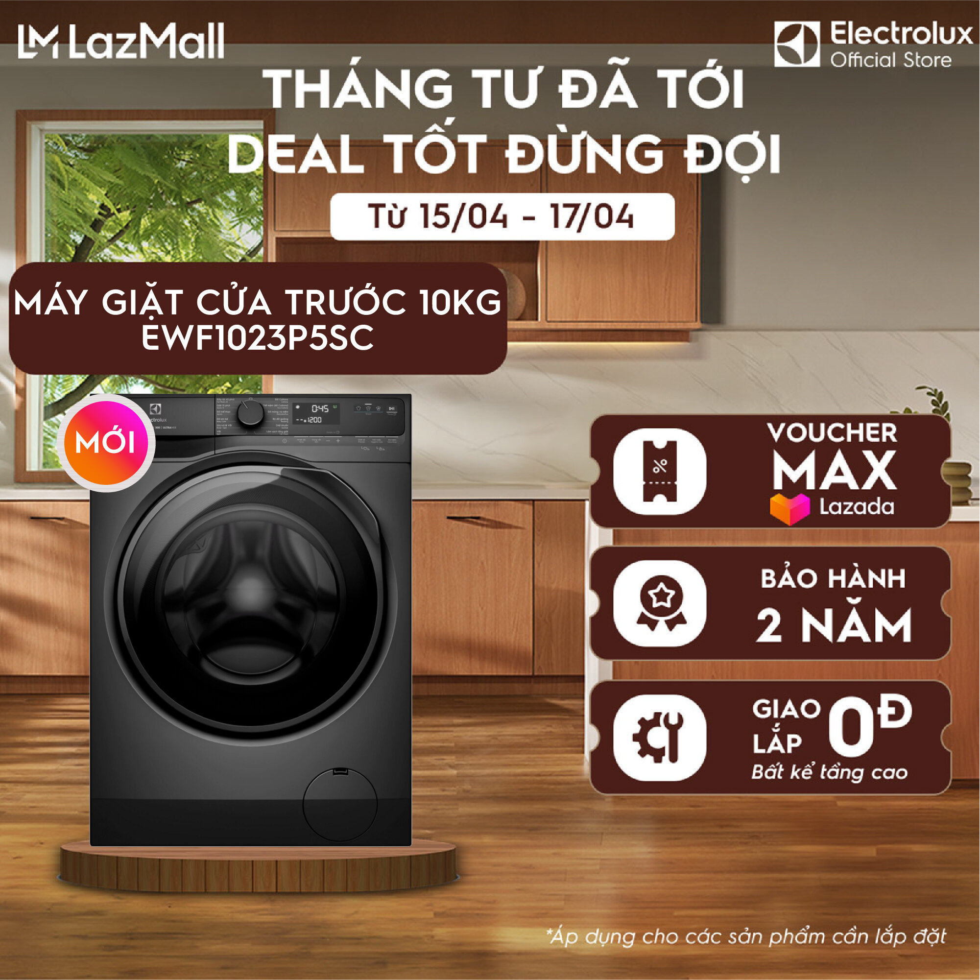 [MỚI] Máy giặt cửa ngang Electrolux 10kg UltimateCare 500 EWF1023P5SC Inverter - Free Giao lắp