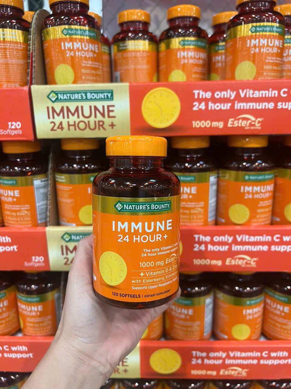 Viên Uống Hõi Trợ Miễn Dịch Nature's Bounty Immune 24 Hour+ 120 Softgels Của Mỹ