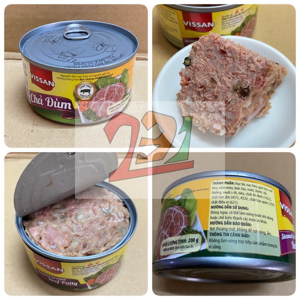 [200g] Đồ Hộp Chả Đùm Bò Heo Vissan