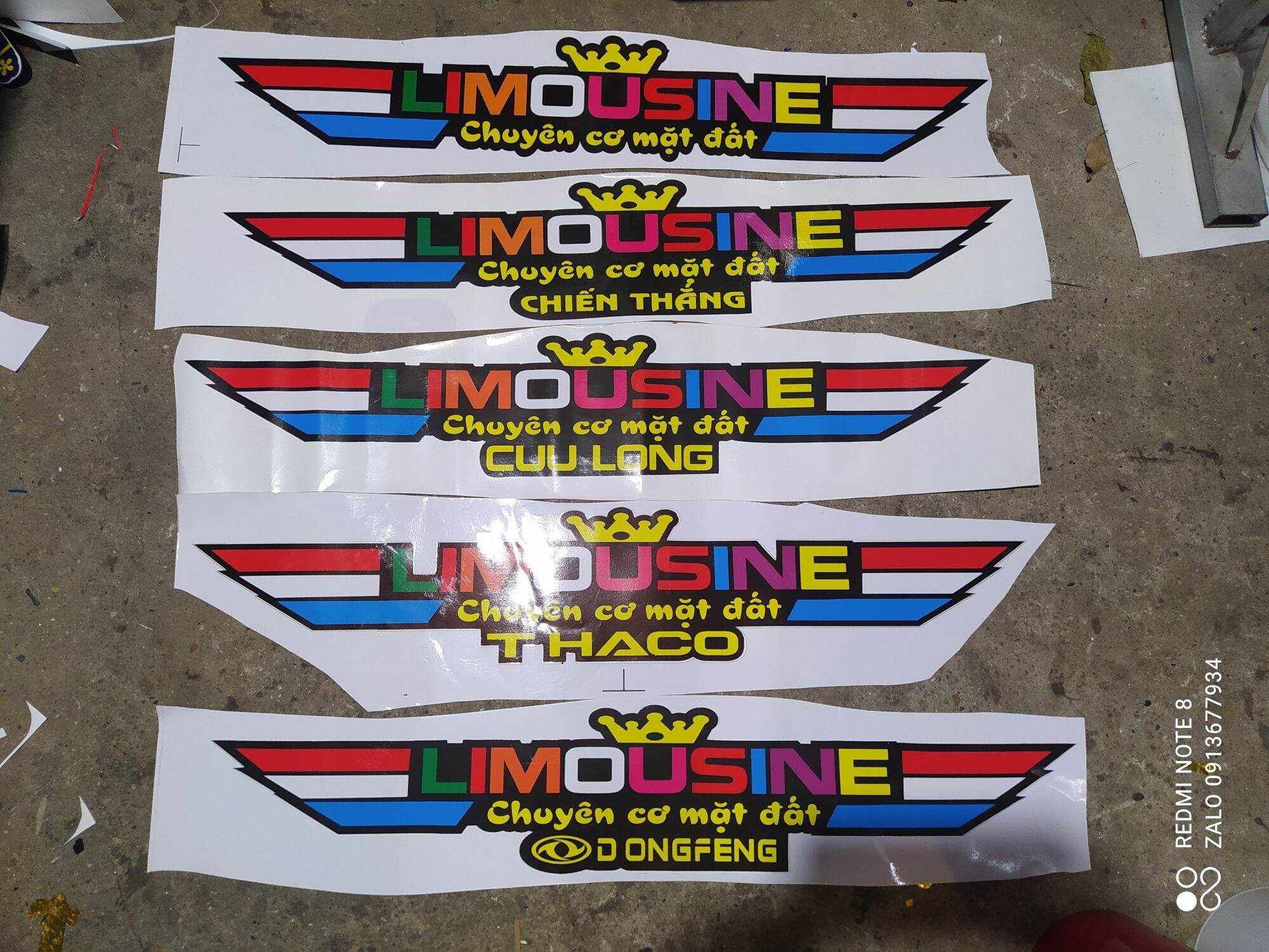 Tem chữ LIMOUSINE chuyên cơ mặt đất dán trang trí các dòng  xe tải, xe ben