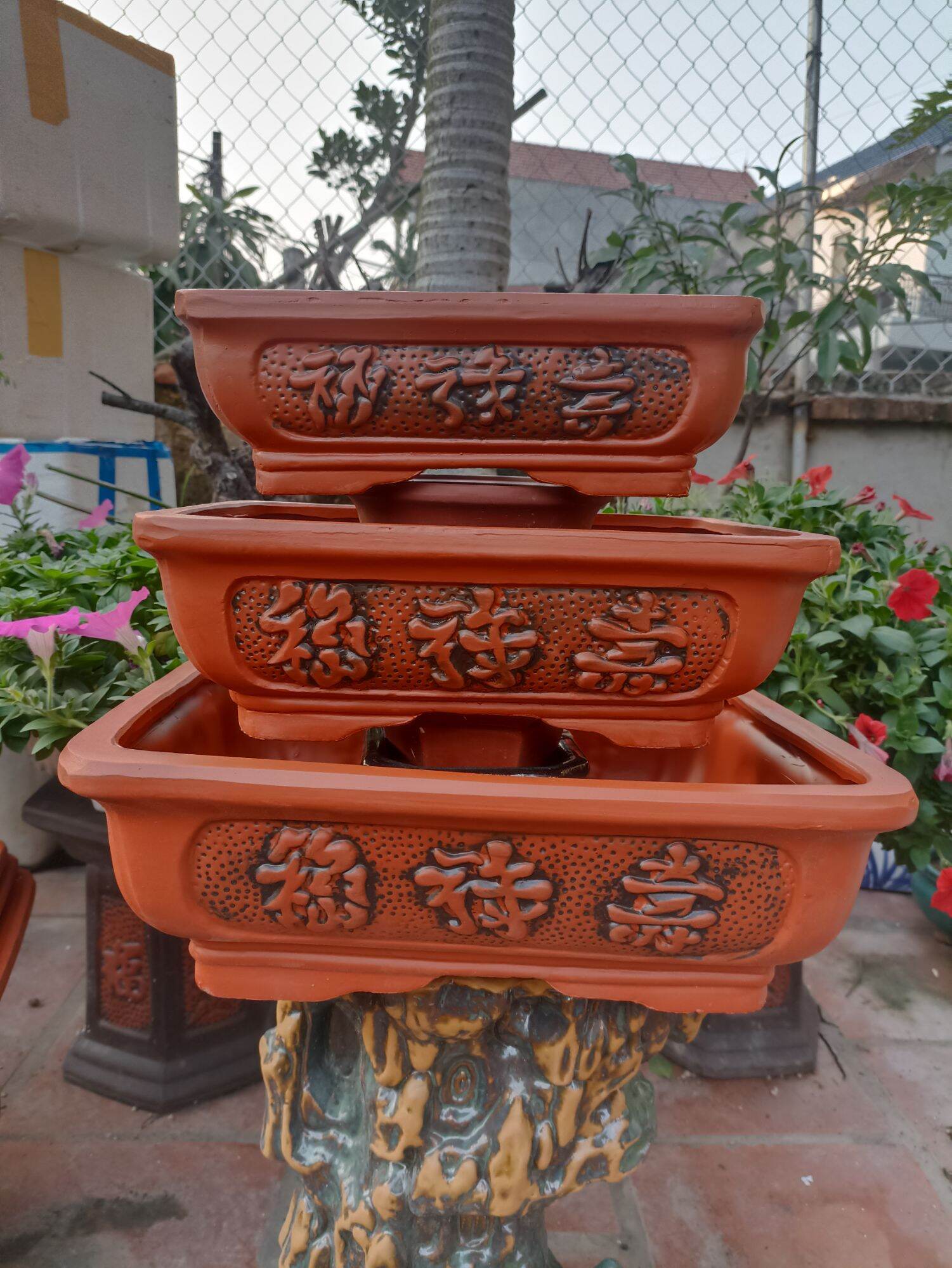 bộ 3 chậu chữ nhật phúc lộc thọ