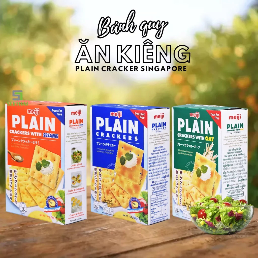 Bánh quy ăn kiêng meiji plain crackers 104g
