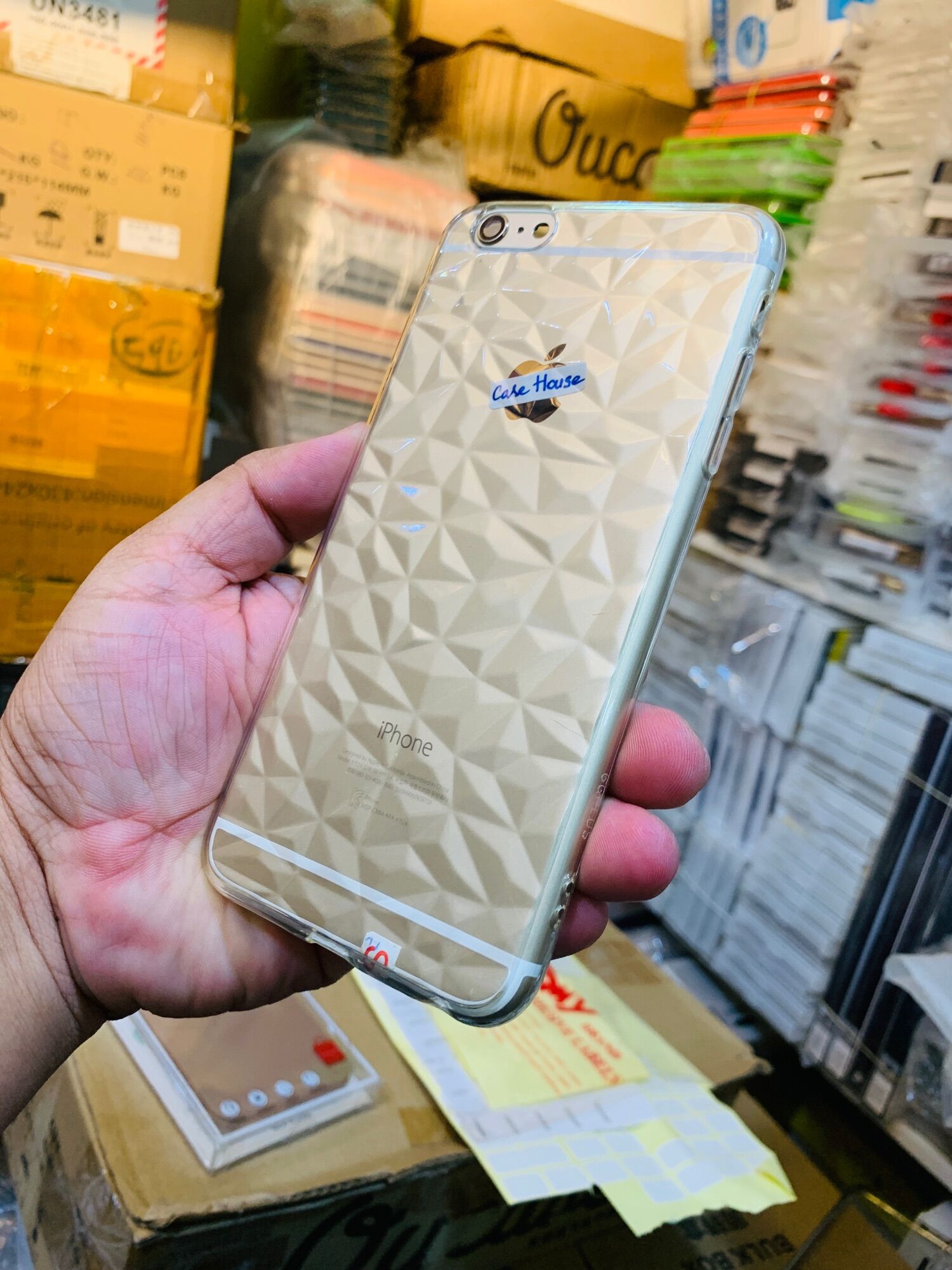 Ốp lưng iphone 6Plus silicon trong vân đá ,vân tam giác kiểu diamond