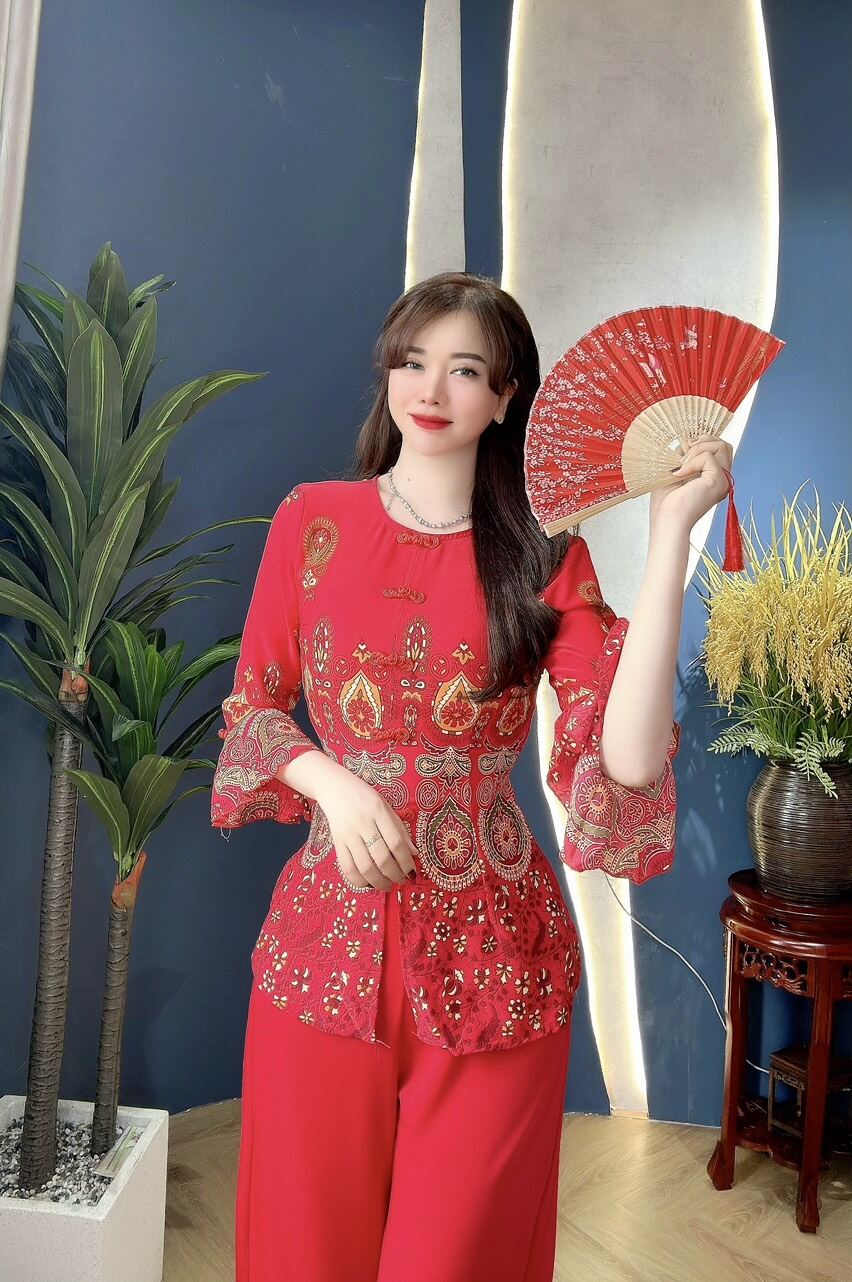 Bộ bà ba cổ tròn tay loe bảng màu đẹp