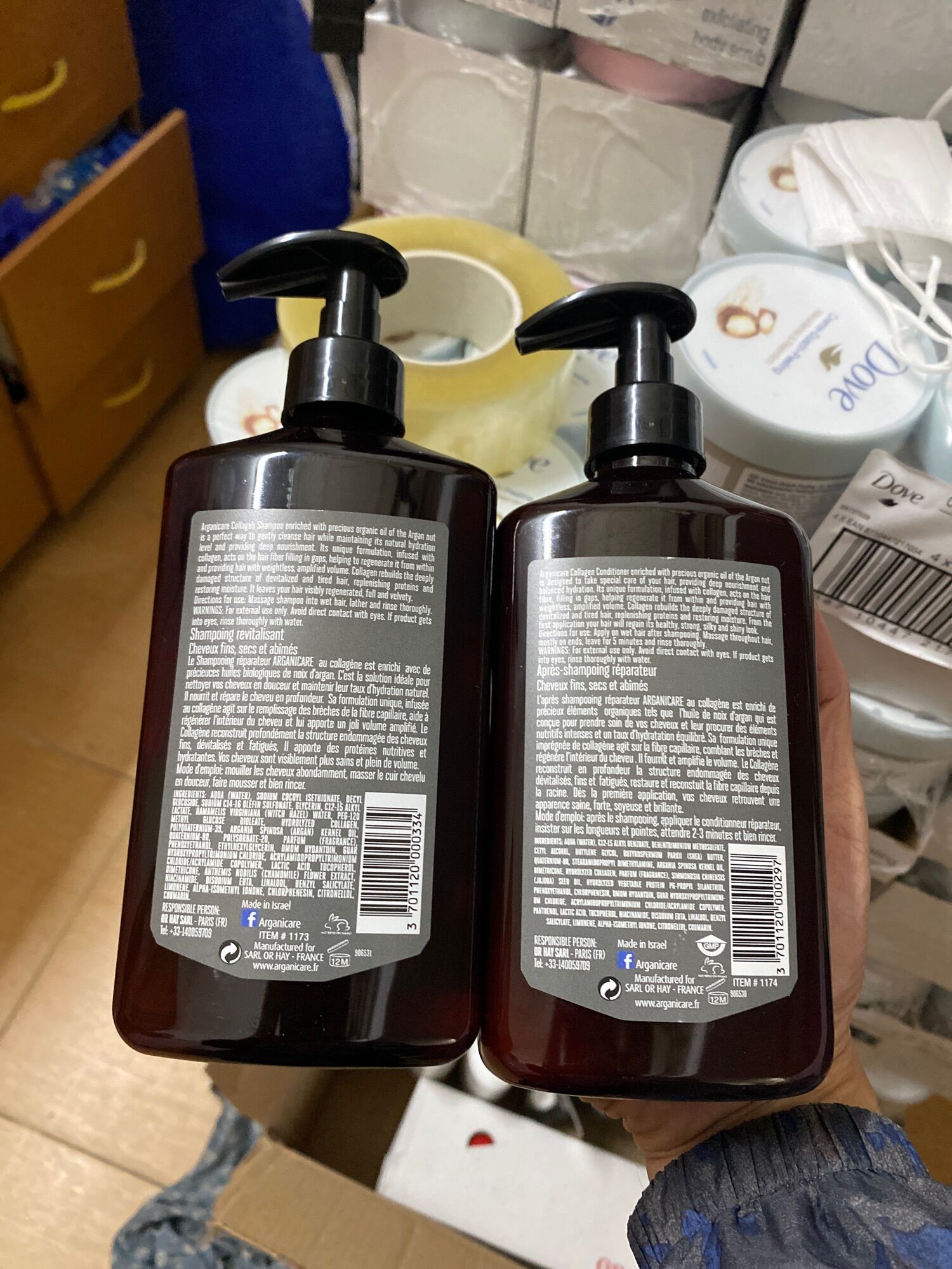 Cặp dầu gội xả Argani care collagen Pháp 400ml
