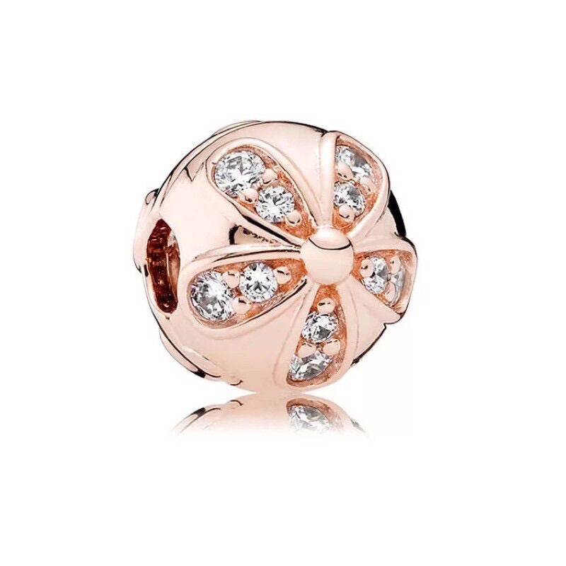 CHARM KHOÁ CHẶN VÀNG HỒNG ĐÍNH ĐÁ BẠC S925