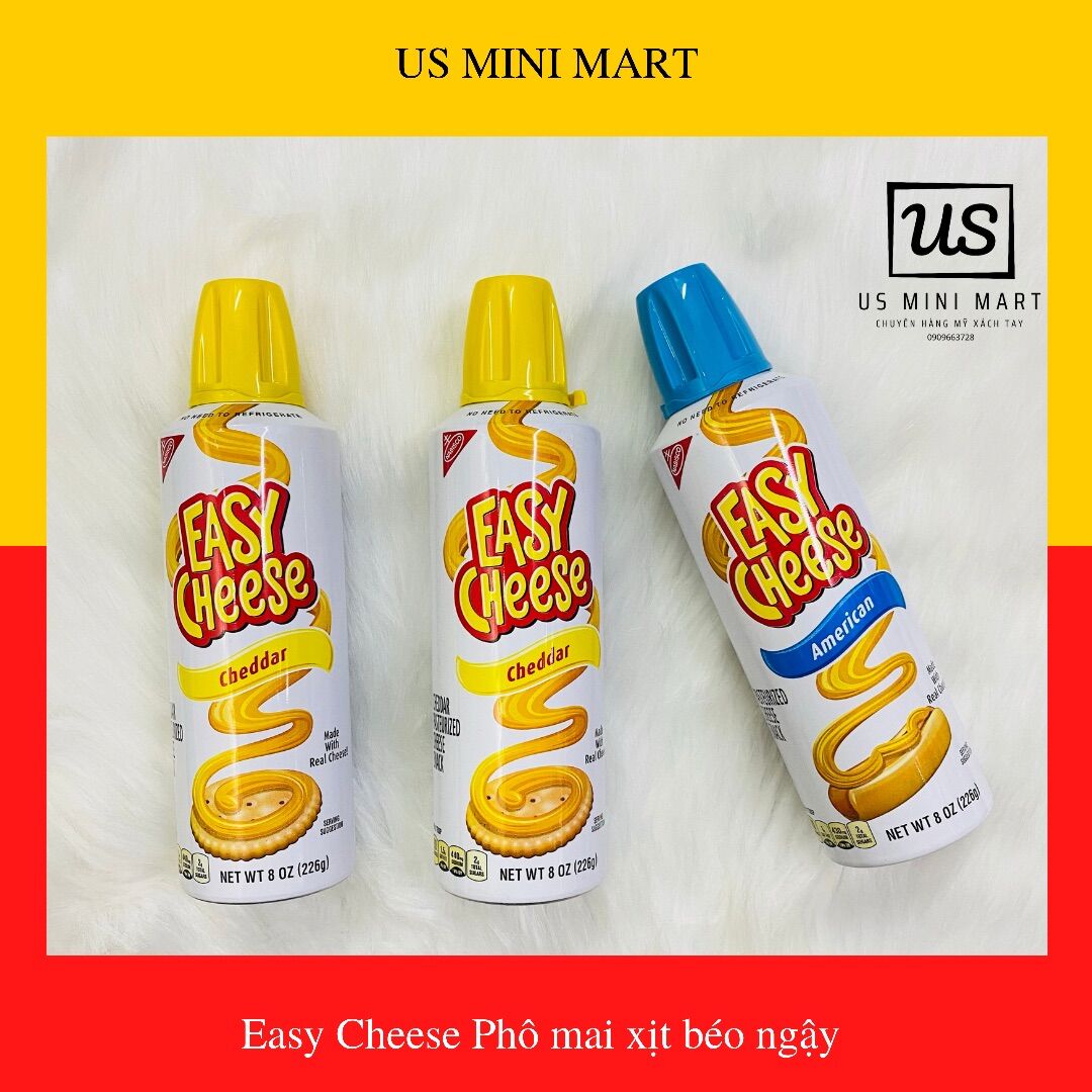 [BEST SELLER]Easy Cheese Phô mai xịt Mỹ,béo ngậy,ăn kèm bánh quy,salad,mì Ý ngon tuyệt