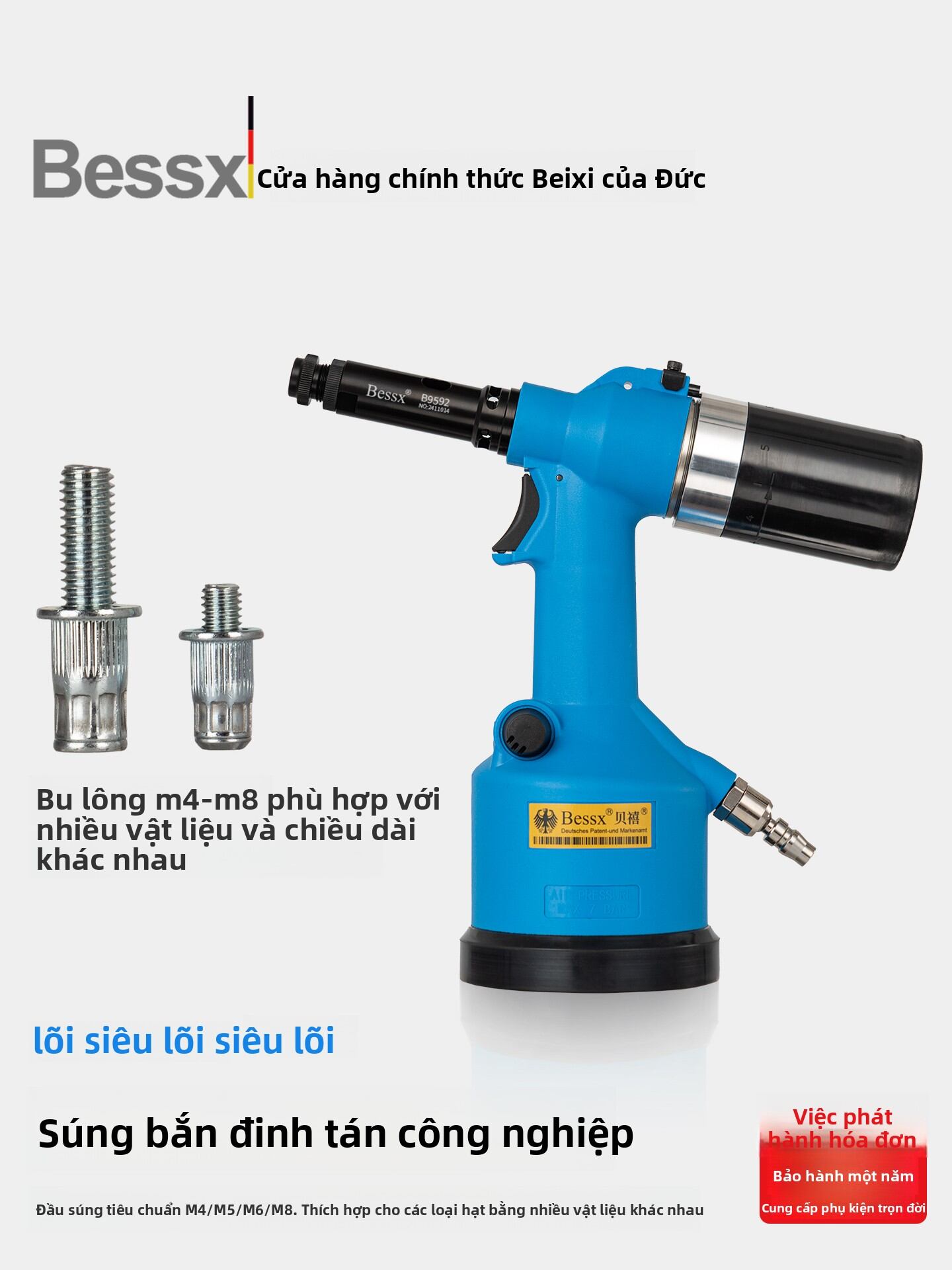 BESSX | Pneumatic Automatic Rivet Gun Giá 17,241,000 Đồng*Miễn phí vận chuyển