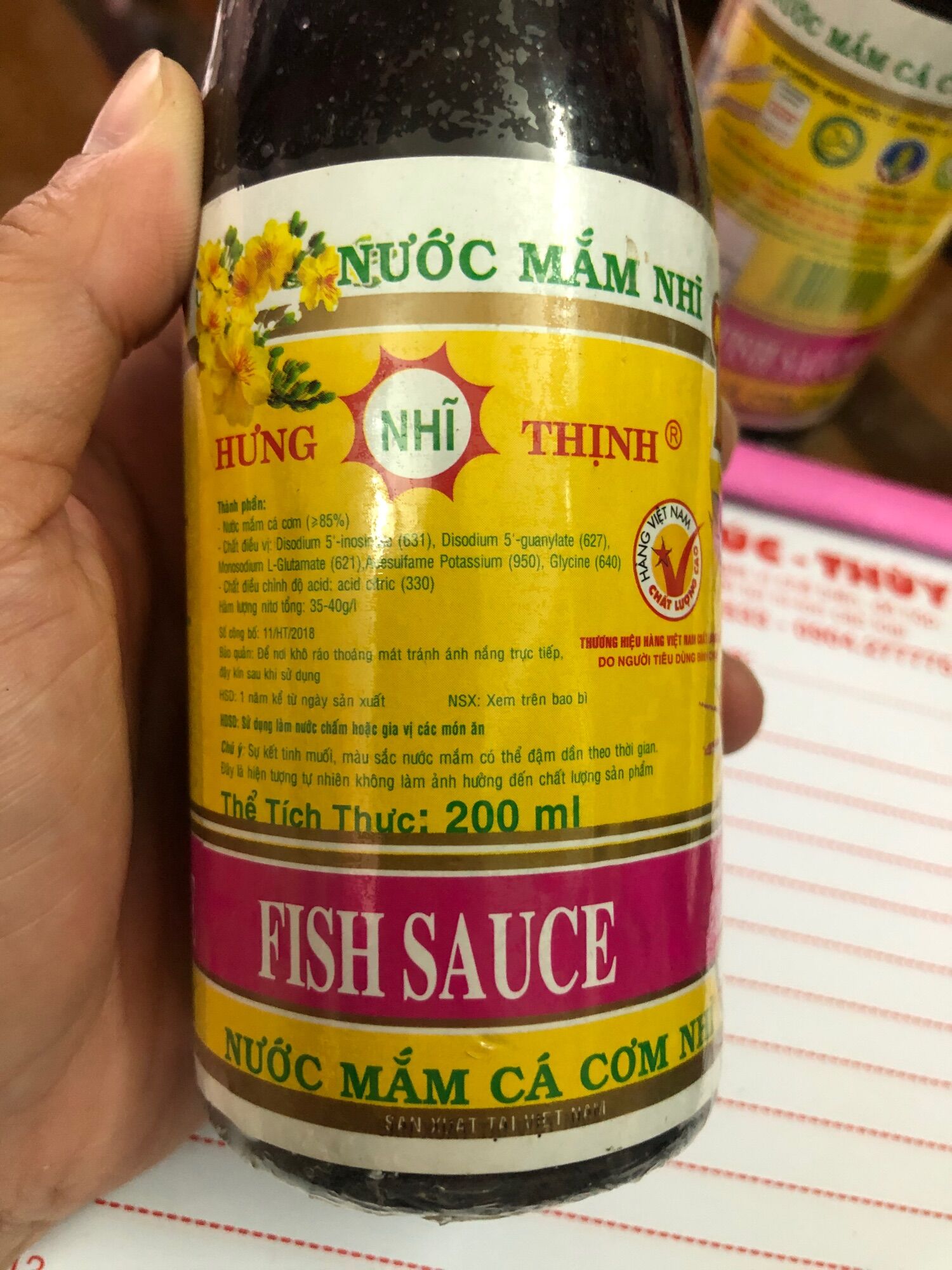 Nước mắm nhĩ cá cơm Hưng Thịnh 38 độ 200ml