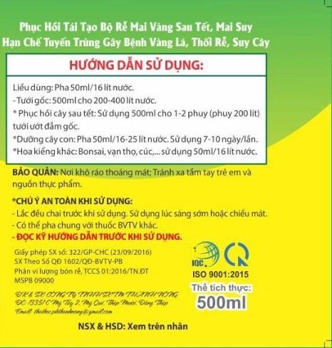BUNG ĐỌT  - CHUYÊN MAI VÀNG thế hệ mới - CHAI 500ML.