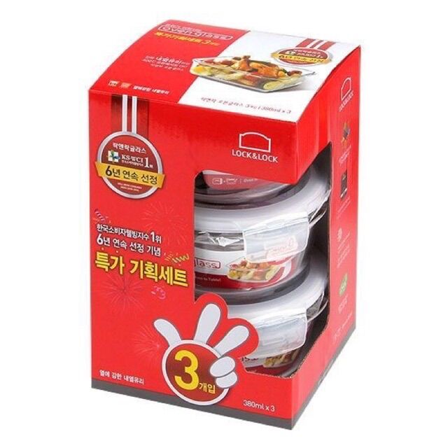 ????bộ 3 hộp thuỷ tinh 380ml lock&lock-llg821s3