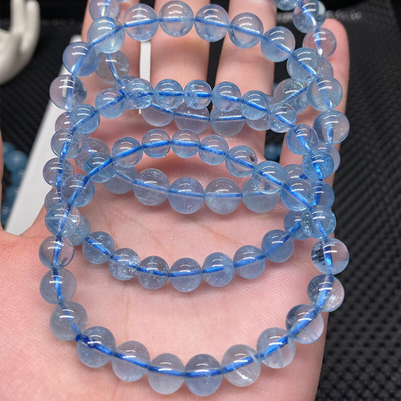 Vòng tay chuỗi hạt aquamarine size 7-8mm nhiều mẫu