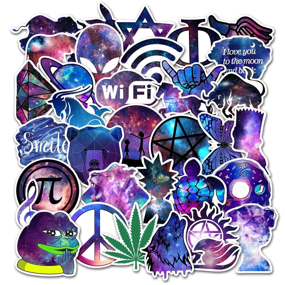 (TPHCM) Sticker cute galaxy nhám chống thấm nước dán nón bảo hiểm, laptop, vali, tủ lạnh