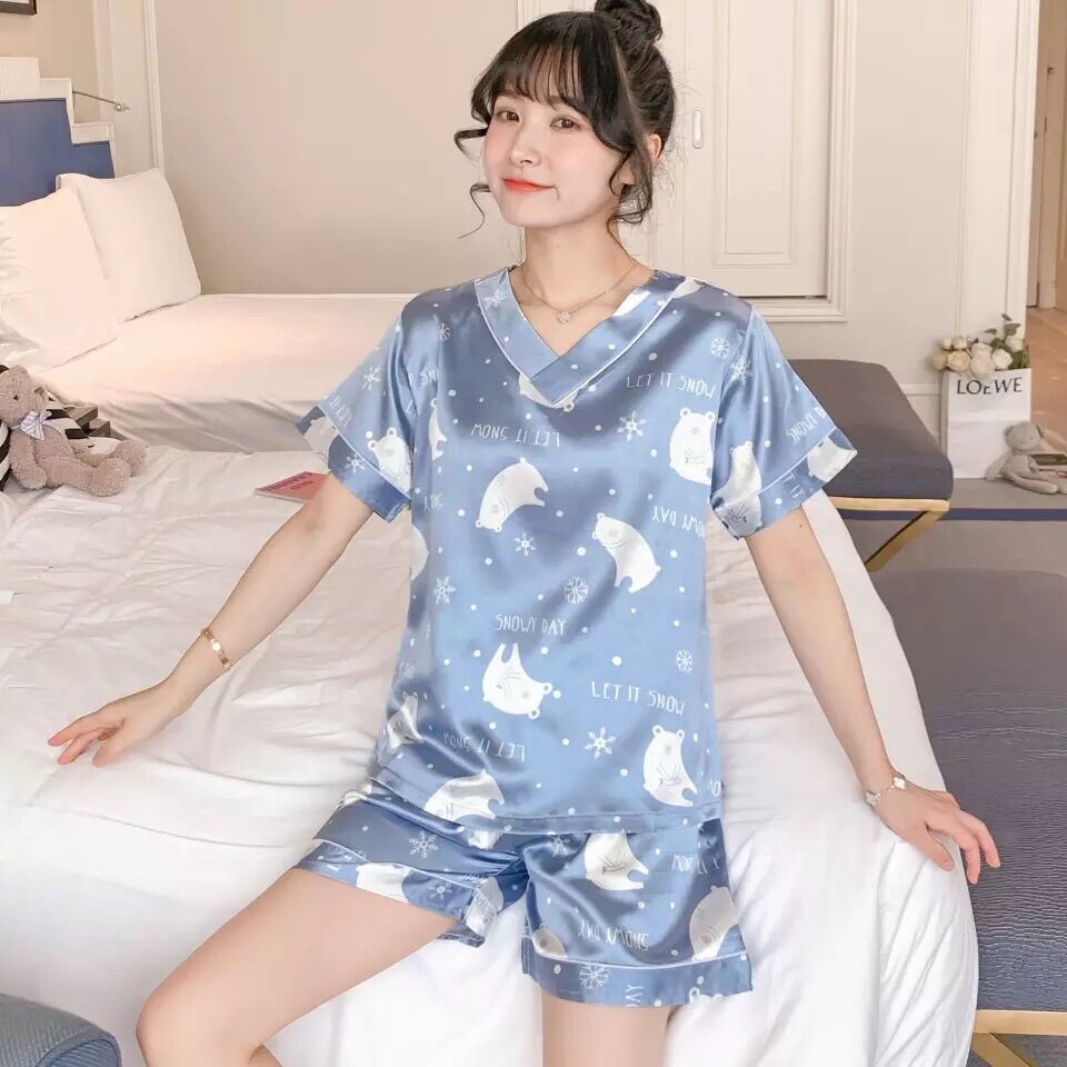[ORDER] ĐỒ NGỦ PIJAMA MÙA HÈ LỤA NGẮN TAY HÀN QUỐC