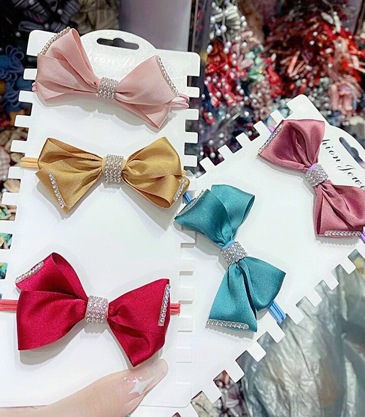Combo 3 Dây cột tóc nơ kẻ sọc màu ngẫu nhiên