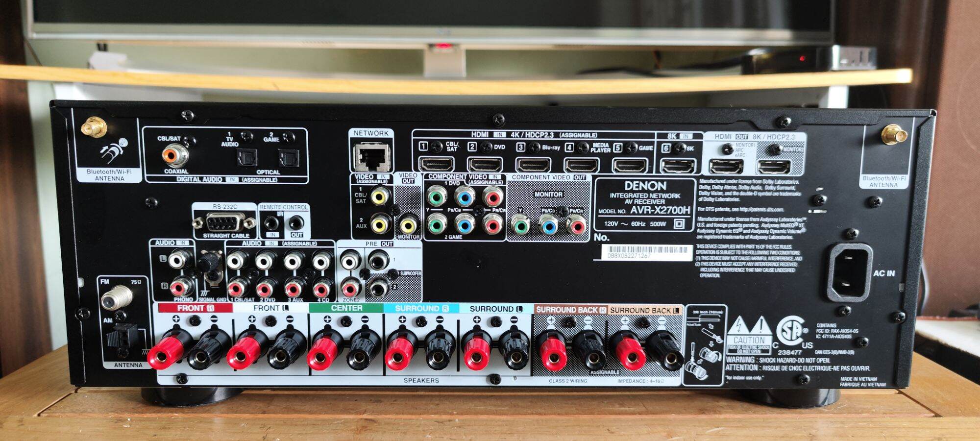 Ampli Denon cao cấp X2700h HDMI 8k HDR10+ có wifi, bluetooth, DSD