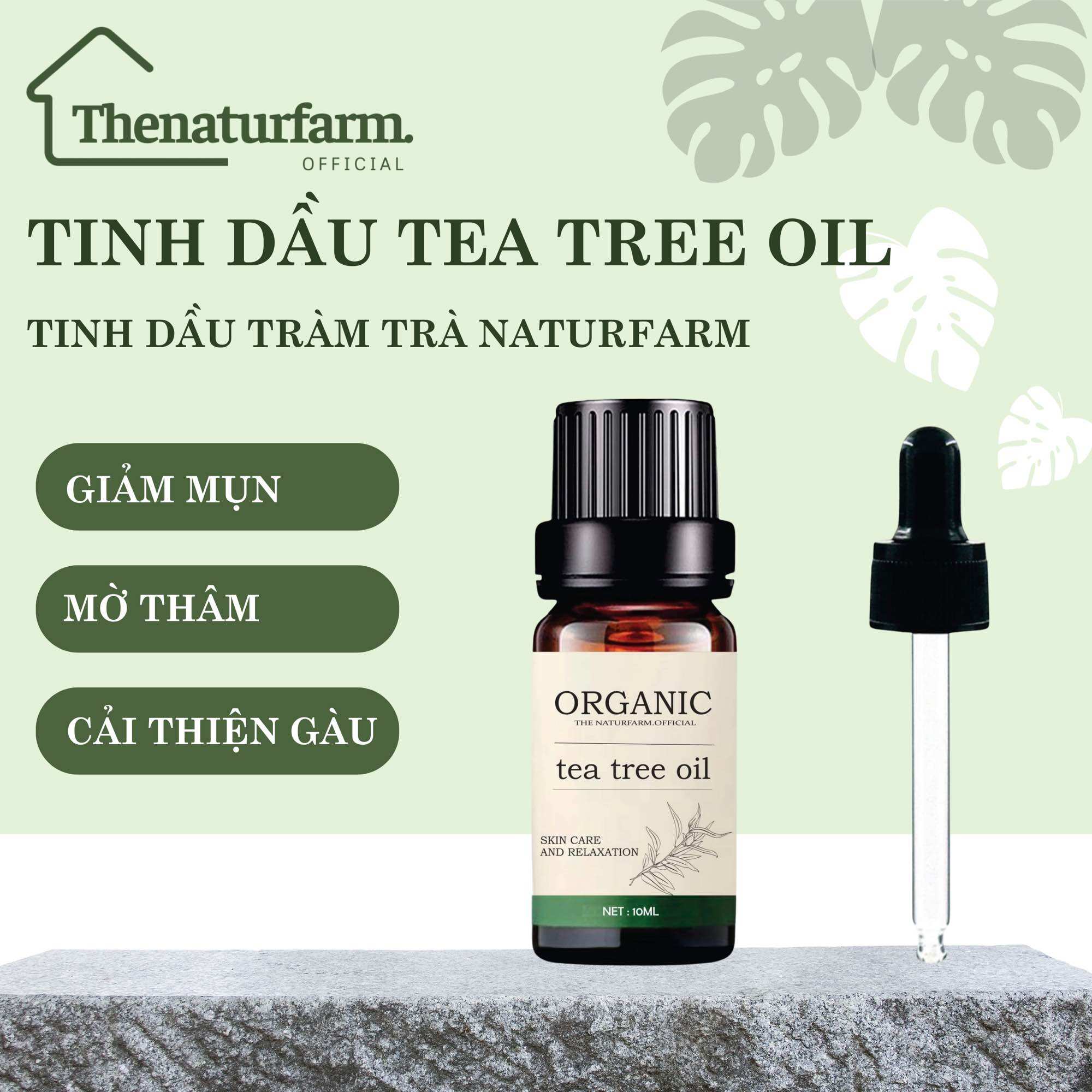 Tinh dầu tràm trà nguyên chất organic - tea tree oil 10ML giảm mụn sáng da